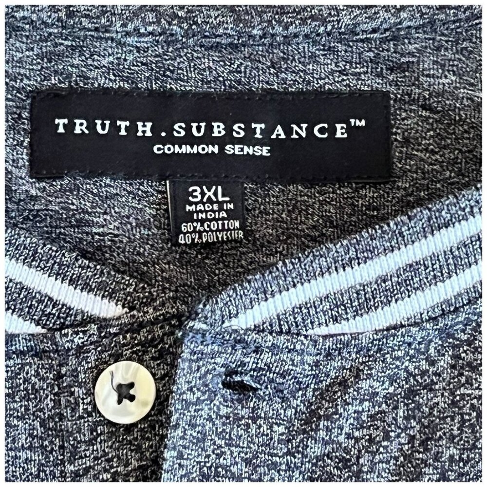 Truth Substance Common Sense Pullover Shirt 3 Button Heather Grey Pocket 3XL - Picture 2 of 9